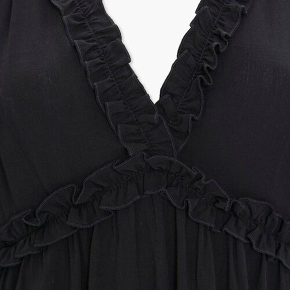 Forever 21 Black Ruffle-Trim Mini Dress Size Sm - Picture 2 of 8